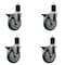 Service Caster 5'' Gray Poly Swivel 1-3/4'' Expanding Stem Caster Set with Brake, 4PK SCC-EX20S514-PPUB-PLB-134-4 - alternate 1